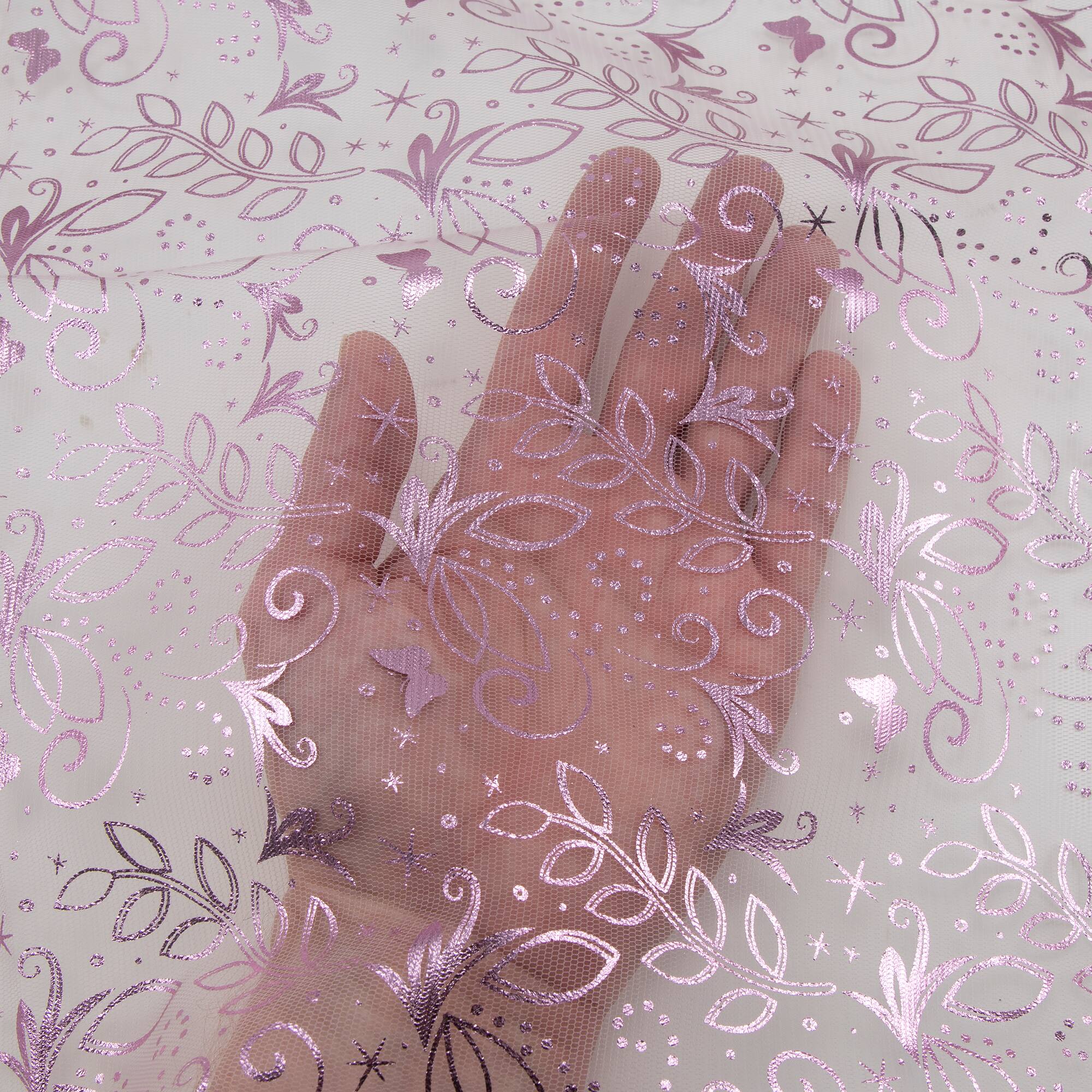 Wyla Light Pink Butterfly Mesh Polyester Fabric